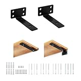 BUFAN 棚受け金具 隠し ブラケット軽量化 4mm厚 頑丈棚受け 金具 ビス付 耐荷重140KG 棚の補強 l字金具 アイアンブラケット 目立たない棚受け金具 棚 壁掛け ビス付 2本セット（15cm)