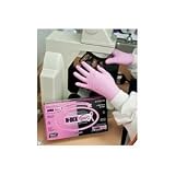 Disposable Gloves, Nitrile, L, Pink, PK100 by SHOWA BEST