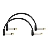 D'Addario ダダリオ パッチケーブル (シールドケーブル) Flat Patch Cable 2本セット PW-FPRR-206OS (15cm L-L クランク) 【国内正規品】