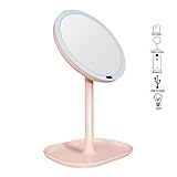 モーションセンサーミラー、AOLVO充電式360度回転LED照明付きメイクアップミラーwith 30 LEDライト、ストレージスタンドレディースガールズBeauty Cosmeticメイクアップバッテ