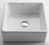 Kraus KCV-120 White Square Ceramic Bathroom Sink [並行輸入品]