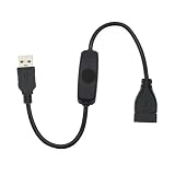 LOYELEY USBスイッチ ON/OFFランプ 28cm USBケーブル Type-A USB-A スマホ急速充電対応36W 充電対応 USB2.0データ通信対応