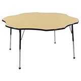 ECR4Kids 60" Flower Shape Activity Table, Standard Legs w/ Swivel Glides (Maple Top/Blue Legs) [並行輸入