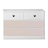 アルファタカバ ディズニー家具カラフルキッズチェストミッキー取っ手付き 100cm幅3段アンジェパステルピンク (ブラック)