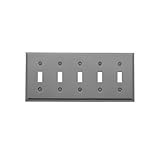 Baldwin 4775.150。CDクラシックスクエアベベルエッジ5ギャングトグルスイッチプレート、サテンニッケル