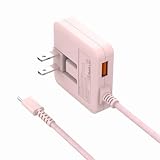 USB充電器 Type-C PD 20W 急速充電器 USB-Cケーブル一体型(超薄型/編みケーブル&QC3.0 USB-Aポート/折畳みプラグ/PSE認証済) タイプc ACアダプター コンセント 軽量 スマホ充電器 iPhone15適用/Android/などその他USB-A Type-C機器対応 (ピンク)