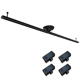 Mto-yama ダクトレール 1.5m ライティングレール レール照明 ライティングダクトレール レールライト シンプル引掛け 簡易取付式 おしゃれ 配線ダクトレール 天井照明 間接照明 照明器具 プラグ付き (ブラック-1.5m, 1本+4プラグ)