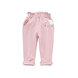 ALLAIBB ベビー服 パンツ 女の子 キッズ スキニー 長ズボン ゴム かわいい size 120 (ピンク)