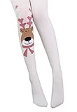 (コ-ランド) Co-land キッズレギンス 女児パンスト スパッツ 女の子タイツ 子供用ストッキング ガールズパンツ ヘラジカ柄 春秋 スキニー ジュニア ホワイト S