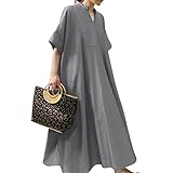 [KumiModa] ワンピース レディース 半袖 ゆったり ロングワンピース Vネック 大きいサイズ夏 体型カバー 着痩せカジュアル 無地 ドレス レディース 春夏秋 お出かけ 通勤