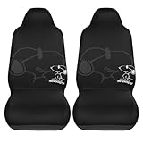 スヌーピー (14) カーシートカバー ２枚セット 前席用 軽 防汚 気性 洗える 普通車 適用 フロント 軽自動車 シートカバー 背面フルカバー ブラック 運転席 助手席 車用 シート カバー アニメ グッズ キャラクター