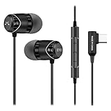 SoundMAGIC E11D USB-C インイヤーステレオヘッドフォン 10mmドライバー付き、メタルハウジング、L字型プラグ、インラインコントローラー、HiFiサウンド、ブラック。