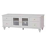 シンプルテレビ台 ( テレビボード ローボード ) 木製 【幅120cm 37型～52型対応】 クリスタル調取っ手付き MTV-5882WH ホワイト ( 白 )