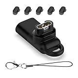 Garmin(ガーミン)用変換アダプター【1個】L型 Type-C対応 + 防塵プラグ 充電ポート用（5個）TPU素材 スマートウォッチケーブル ガーミン充電ケーブルGarmin変換マイクロ usbタイプc変換アダプター 適合vivosmart5/ForeAthlete55/venu sq2/venu2/Fenixシリーズに対応 安定した充電 変換マイクロ Type-Cケーブル適用 - ブラック