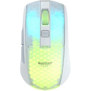 ROCCAT ゲーミングマウス Burst Pro Air ワイヤレス 2.4GHz/Bluetooth ホワイト/白 光学式/19K/オプティカルスイッチ/サイドボタン/軽量81g/PTFE/Reflex ドイツデザイン