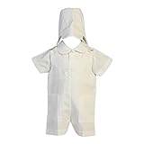 Litoベビー男の子ホワイトコットンクロスアップリケ洗礼式ロンパース0 – 24 m カラー: ホワイト
