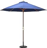 不二貿易 木製パラソル 直径270cm ネイビー 60155