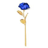 Blesiya 人工　箔メッキ　バラの花　インデー、母の日　素晴らしい　プレゼント　全4色 - 青