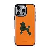 COGURE スマホケース iPhone16ProMax用 ケース 本革 イタリアンサドルレザー 犬 犬柄 dog プードル 耐衝撃 シンプル かわいい おしゃれ ギフトボックス付き COTPoo 犬柄A オレンジ