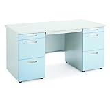 コクヨ オフィスデスク インベント TKG-DD147T1PAWN 両袖机 幅140×奥行70cm ホワイトブルー