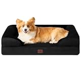EHEYCIGA 犬 ベッド ペットベッド 防水 猫 ベッド 洗える 犬用 クッション 高反発 取り外せるカバー 滑り止め オールシーズン 中型犬 大型犬(89x56x16.5cm，ブラック)