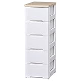 アイリスオーヤマ チェスト 木天板 5段 幅32.4×奥行41×高さ100cm ホワイト/ナチュラル HG-325R