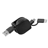 PWENMEI USB Type Cケーブル 巻き取り充電ケーブル タイプC/マイクロUSB 超高耐久 3.0A急速充電 480Mbps高速データ転送 USB A to USB C リールタイプの充電 コード 対応 iPhone 16 / 15 / Galaxy iPad Pro MacBook Pro/Air Pixel Type CとMicroスマートフォン電子機器対応 (ブラック) 1M