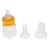 Prettyia 2　in　1　シリコン製　ベビー　　哺乳瓶　＆　シリコン　スクイズ　フィーダー　160ML　　全4色 - 黄