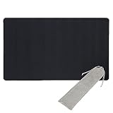 mini2x TCG ラバー プレイマット 手品マット カードゲームやPCゲームなどに バトルフィールド ハーフ 35×60cm 収納袋 ケース 付き 黒/無地 カードサプライ