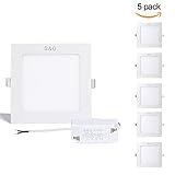 S&G® LED Recessed Lighting, LED Can Lights, 12W Ultrathin Suqare Panel lights 850LM 6000k(Day White)
