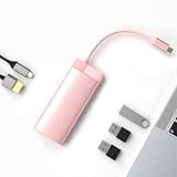 1to5 USB-CUSB-Cハブ USB HDMI変換アダプタ コネクタ ドッキングステーション ケーブル収納 アルミ 拡張ドック 5in1 5ポート 100WPD 充電 HDMI USB3.0 映像出力 コンパクト かわいい おしゃれ ピンク 軽い EGRET イーグレット EH23-5C (メタリックピンク)