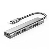USB C - ディスプレイマルチポートアダプター、ポータブルType-CハブからDisplayPort、USB-C充電ポート、3 USB 2.0 MacBook Pro/Air Type Cノートパソコン用。