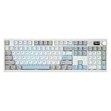 EPOMAKER QK108 フルサイズゲーミングキーボード 画面 ノブ付き ワイヤレス8000mA QMK/VIA対応 クリーミー コトコト ガスケット構造 RGBバックライト ホットスワップ Macキーキャップ 2.4Ghz Bluetooth ワイヤレスメカニカルキーボード (Wisteria Linear Switch)