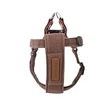 monchéri モンシェリ [レザー×リネンハーネス] 犬 ハーネス 小型犬 (S/ブラウン) サイズ調節可能 ワンタッチ 着脱簡単 犬用 お散歩 お出かけ