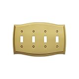 Baldwin 4782.030.CD Colonial Design Quad Toggle Switch Plate, Polished Brass - Lacquered [並行輸入品]
