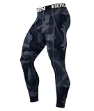 [Boyzn] メンズ スポーツタイツ フォーシーズン 【UVカット 吸汗速乾】 コンプレッションウェア ストロングストレッチパンツ フィットネスウェア ランニングタイツ パワーストレッチ Camo Black-M