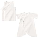 ミキハウス（ベビー）(mikihouse) ピュアベール 天使のはぐ 天竺ノースリーブ短肌着＆天竺コンビ肌着 ２枚セット 60cm 白（01）