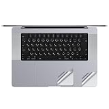 IMMOENUC ノートパソコンC面ステッカー 適用于2023年モデル Macbook Pro 16 M3 M2 M1 Pro/Max A2991 A2780 A2485 チップ搭載16インチノートパソコン保護シールド 銀色(パームレストととトラックパッ-ド)
