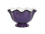 Tuscany Ruffle Purple Hand Painted Ceramic, Pedestal Fruit Bowl, 86081 by ACK by ACK