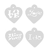 4本/セットDIYラブレターコーヒーステンシルケーキベーキングペイントテンプレート