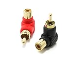 RCA L型変換アダプタ (赤/黒)2個セット [金メッキ]90度 角度変換アダプター