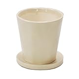 インテリアポット ラウンド 12.5cm 白 皿付 HF004-125WH　12.5x12.5xH12.5皿付
