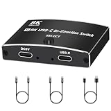 USB C 切替器 - 8K@60Hz USB 切り替え器 Type C 2入力1出力/1入力2出力、パソコン2台モニター1台切り替え対応 8K@60Hz/ 4K@144H z 映像出力と48Gbps データ転送をサポート、US B Cケーブルx2付属