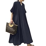 [KumiModa] ワンピース レディース 半袖 ゆったり ロングワンピース Vネック 大きいサイズ夏 体型カバー 着痩せカジュアル 無地 ドレス レディース 春夏秋 お出かけ 通勤