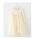 WIN キッズワンピース フォーマル女児 キッズ 服 子供 長袖 女の子 ガールズ ワンピース 韓国スタイル 結婚式 発表会 入園式 入学式 卒園式 卒業式 七五三 パーティー (130cm, クリー