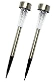 【屋外灯・充電式】 ステンレス製 ソーラー ミニライト 直径約5.5×高さ35.1cm 1本入×2個 (計2本)