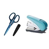 【セット買い】PLUS(プラス) はさみ フィットカットカーブ チタン 切れ味継続加工 ブルー SC-175ST 34-518 + PLUS(プラス) ホチキス ホッチキス フラットかるヒット 32枚綴じ ST-010VN ブルー 30-711