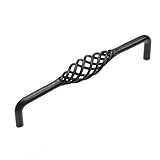 SODIAL(R) 黒のビンテージスタイルの鳥かご　キッチン　キャビネット　食器棚のドア引き出しプルハンドル