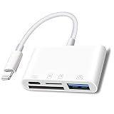 Lightning - SDカードリーダー iPhone用 USBカメラアダプター 4イン1 USBメスOTGアダプター SD/TFカード対応 メモリーカードリーダー ポータブルUSB 3.0アダプター 高速充電ポート付きSDカードアダプター
