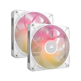 CORSAIR iCUE LINK RX140 MAX RGB スターターキット 140mm PWM PCケースファン 30mm厚 デュアルパック（iCUE LINKシステムハブ付属） ホワイト CO-9051040-WW